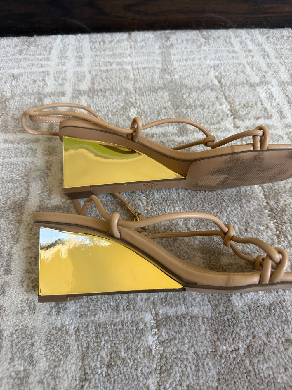 Katy Perry Collections Beige Knotted Strappy Square-Toe Sandals - Picture 3 of 5